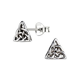 Wholesale Silver Celtic Triangle Stud Earrings
