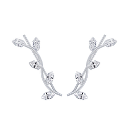 Wholesale Silver Branch Cubic Zirconia  Ear Climbers
