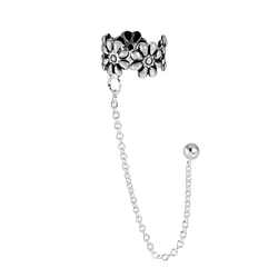 Wholesale Silver Flower and Ball Stud Ear Cuff