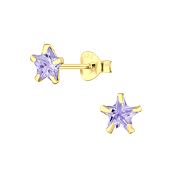 Wholesale 6mm Star Cubic Zirconia Sliver Stud Earrings