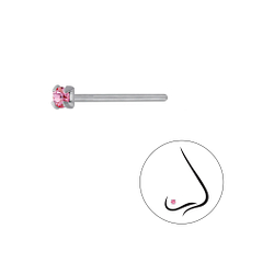 Wholesale 1.8mm Round Crystal Silver Nose Stud - Pack of 10