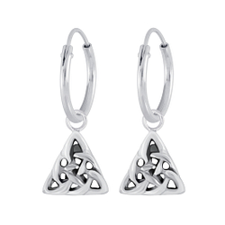 Wholesale Silver Celtic Triangle Charm Hoop Earrings