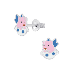 Wholesale Silver Flying Pig Stud Earrings