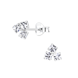 Wholesale Silver Triangle Crystal Stud Earrings