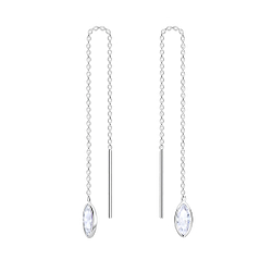 Wholesale 3X6 Marquise Cubic Zirconia Silver Thread Through Earrings