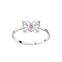 Wholesale Silver Butterfly Crystal Ring