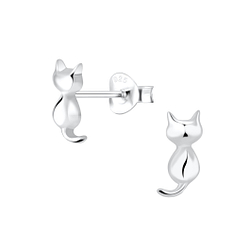 Wholesale Silver Cat Stud Earrings