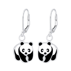 Wholesale Silver Panda Lever Back Earrings
