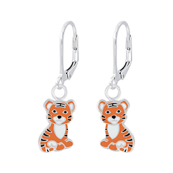 Wholesale Silver Tiger Lever Back Earrings
