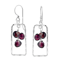 Wholesale Silver Rectangle Earrings with Precious Stone