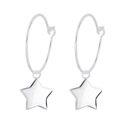 Wholesale Silver Star Charm Hoop Earrings