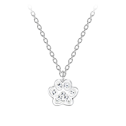 Wholesale Silver Paw Print Necklace