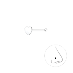 Wholesale Silver Heart Nose Stud With Ball - Pack of 10