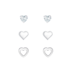 Wholesale Silver Heart Stud Earrings Set