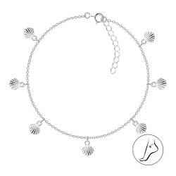 Wholesale 24cm Silver Shell Charm Anklet with Extension