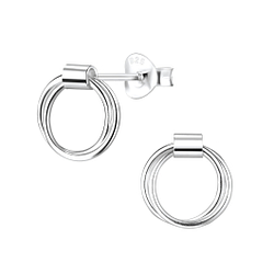 Wholesale Silver Twisted Circle Stud Earrings