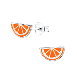 Wholesale Silver Orange Stud Earrings