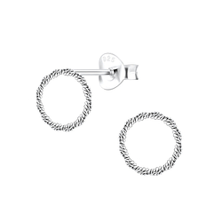 Wholesale Silver Twist Circle Stud Earrings