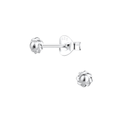 Wholesale Silver Twisted Ball Stud Earrings