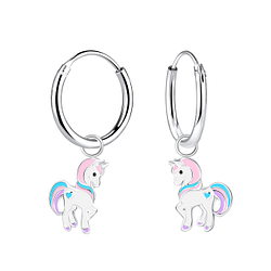 Wholesale Silver Unicorn Hoop Earrings