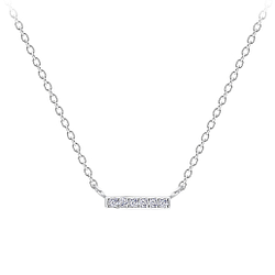 Wholesale Silver Bar Cubic Zirconia Necklace