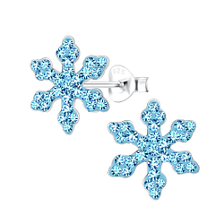 Wholesale Silver Snowflake Crystal Stud Earrings