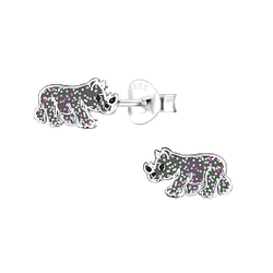 Wholesale Silver Rhinoceros Stud Earrings