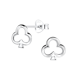 Wholesale Silver Clubs Stud Earrings