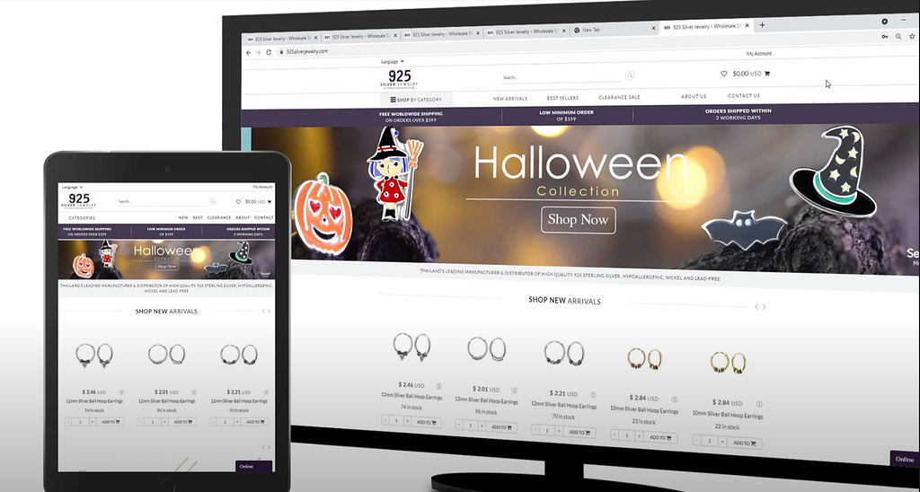 925 silver jewelry website preview