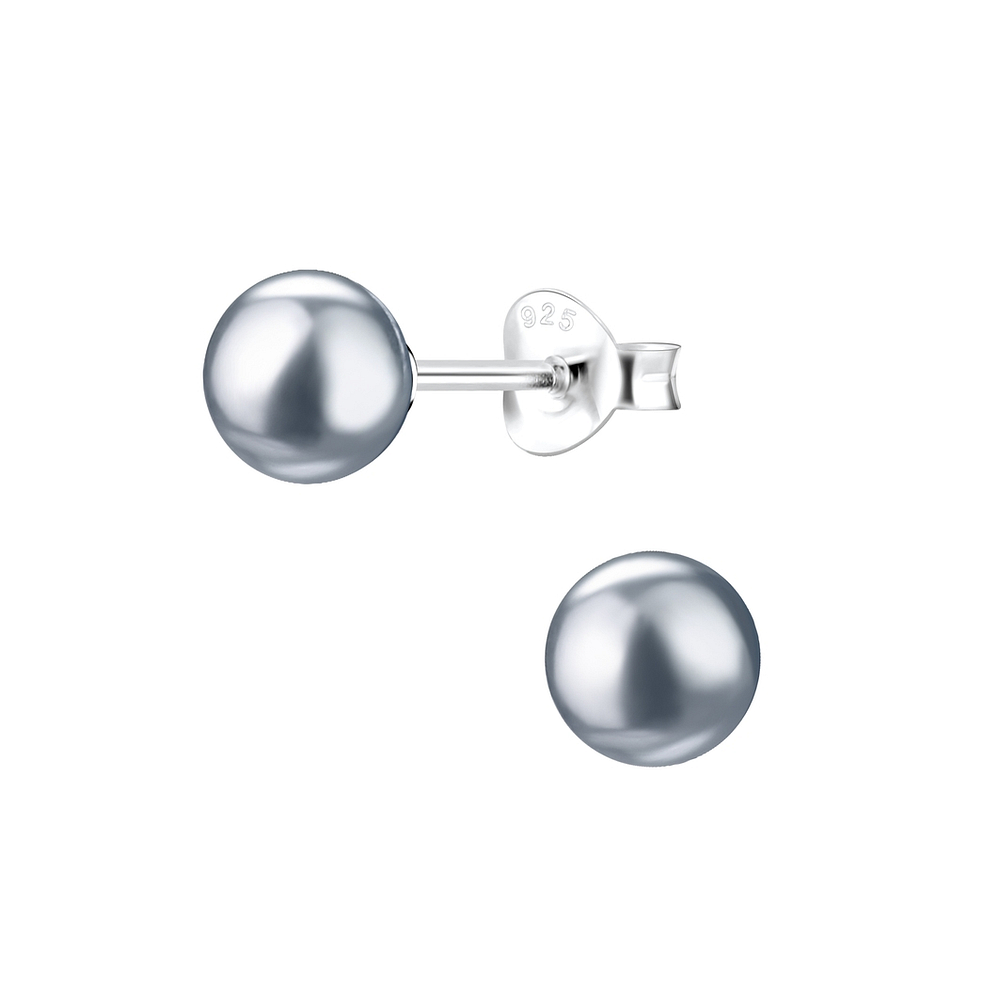 6mm Pearl Silver Stud Earrings - Wholesale - 1437