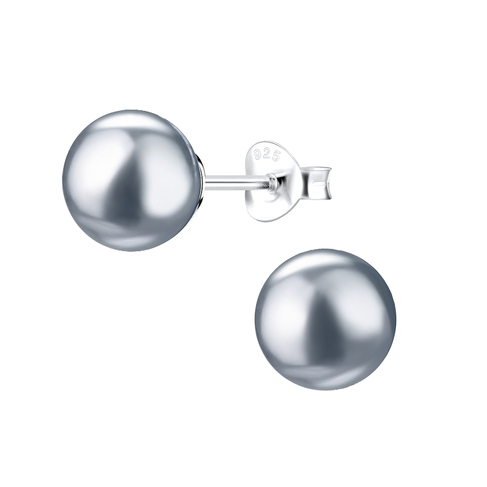 8mm Pearl Silver Stud Earrings - Wholesale - 1439