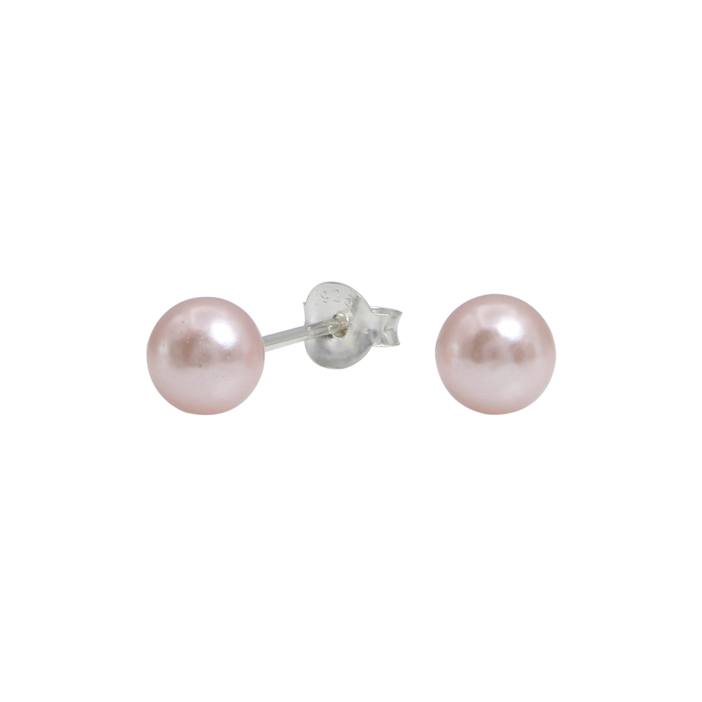 6mm Pearl Silver Stud Earrings - Wholesale - 1437