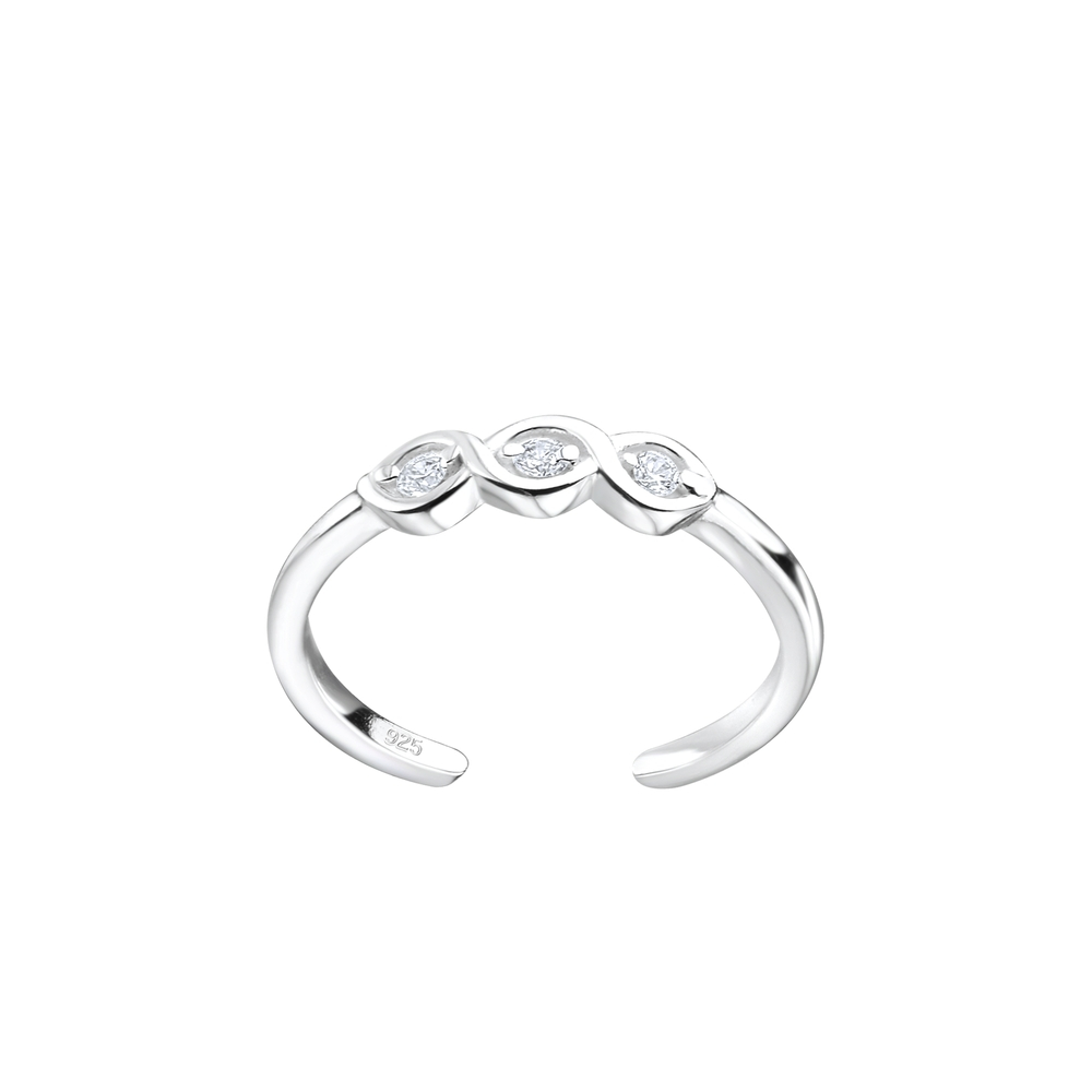 Silver Cubic Zirconia Toe Ring - Wholesale - 8134