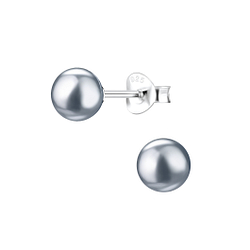 6mm Pearl Silver Stud Earrings - Wholesale - 1437