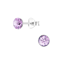 5mm Round Crystal Silver Stud Earrings - Wholesale - 1710