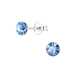 5mm Round Crystal Silver Stud Earrings - Wholesale - 1710