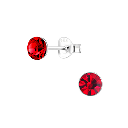 5mm Round Crystal Silver Stud Earrings - Wholesale - 1710
