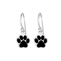 Silver Paw Print Earrings - Wholesale - 1848 Silver Paw Print Earrings - Wholesale - 1848