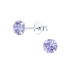 5mm Round Cubic Zirconia Silver Stud Earrings - Wholesale - 1974