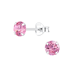 5mm Round Cubic Zirconia Silver Stud Earrings - Wholesale - 1974