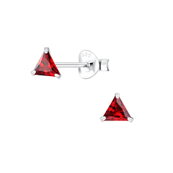 4mm Triangle Cubic Zirconia Silver Stud Earrings - Wholesale - 1980