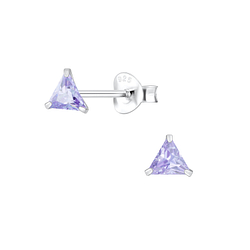 4mm Triangle Cubic Zirconia Silver Stud Earrings - Wholesale - 1980