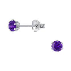 4mm Round Cubic Zirconia Silver Stud Earrings - Wholesale - 1976 4mm Round Cubic Zirconia Silver Stud Earrings - Wholesale - 1976