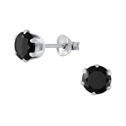 6mm Round Cubic Zirconia Silver Stud Earrings - Wholesale - 1978 6mm Round Cubic Zirconia Silver Stud Earrings - Wholesale - 1978