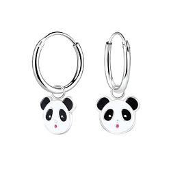 Silver Panda Hoop Earrings - Wholesale - 1830 Silver Panda Hoop Earrings - Wholesale - 1830