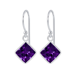 6mm Square Cubic Zirconia Silver Earrings - Wholesale - 2135 6mm Square Cubic Zirconia Silver Earrings - Wholesale - 2135