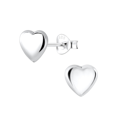 Silver Heart Stud Earrings - Wholesale - 2033