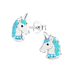 Silver Unicorn Stud Earrings - Wholesale - 4014 Silver Unicorn Stud Earrings - Wholesale - 4014