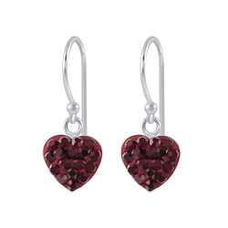 Silver Heart Crystal Earrings - Wholesale - 2665