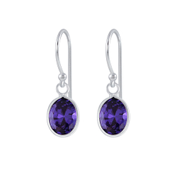 6x8mm Oval Cubic Zirconia Silver Earrings - Wholesale - 2450 6x8mm Oval Cubic Zirconia Silver Earrings - Wholesale - 2450